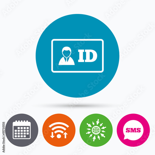 ID card sign icon. Identity card badge symbol.