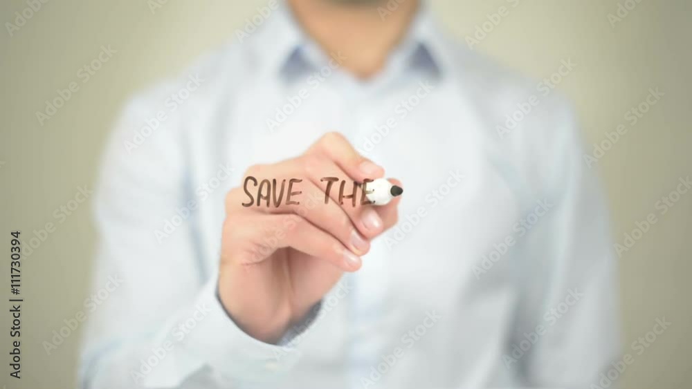 Save the Date, Man Writing on Transparent Screen