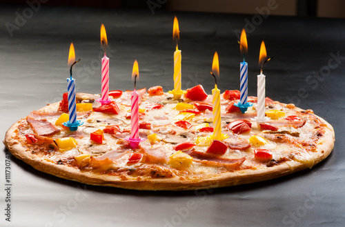 Pizza creative with candles