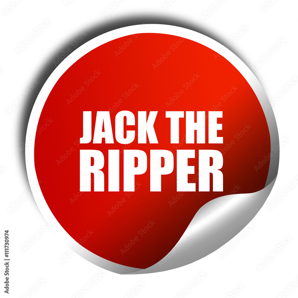 jack the ripper, 3D rendering, a red shiny sticker jack the ripper, 3D rendering, a red shiny sticker