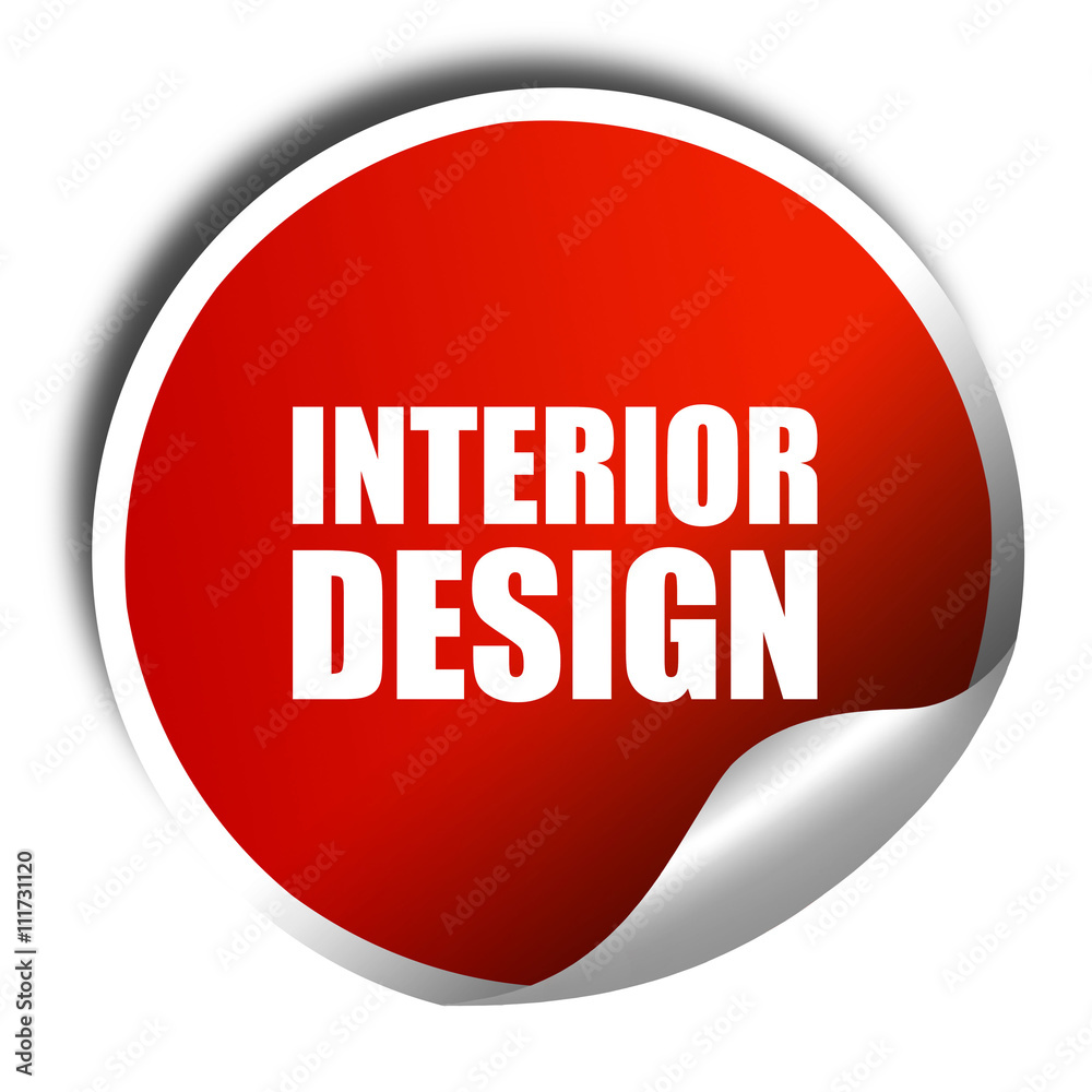 interior design, 3D rendering, a red shiny sticker interior design, 3D rendering, a red shiny sticker