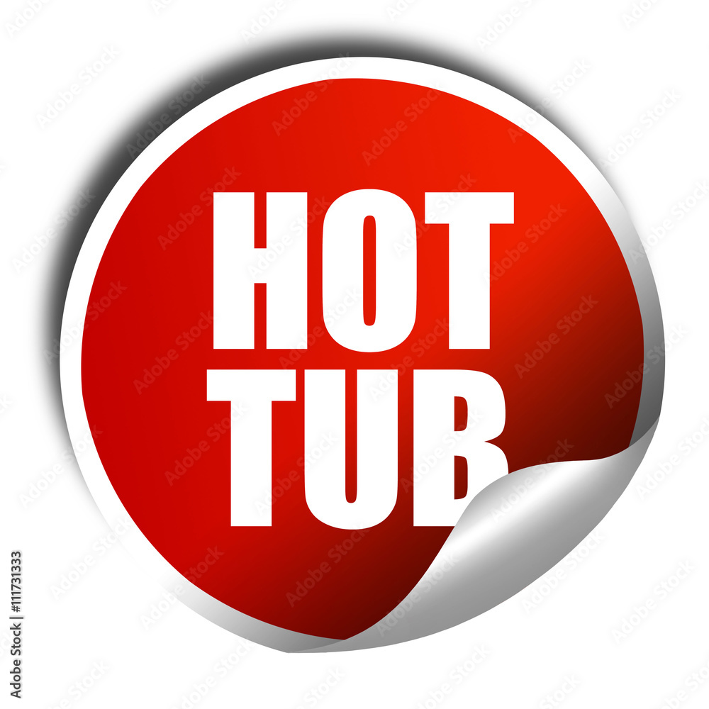 hot tub, 3D rendering, a red shiny sticker hot tub, 3D rendering, a red shiny sticker