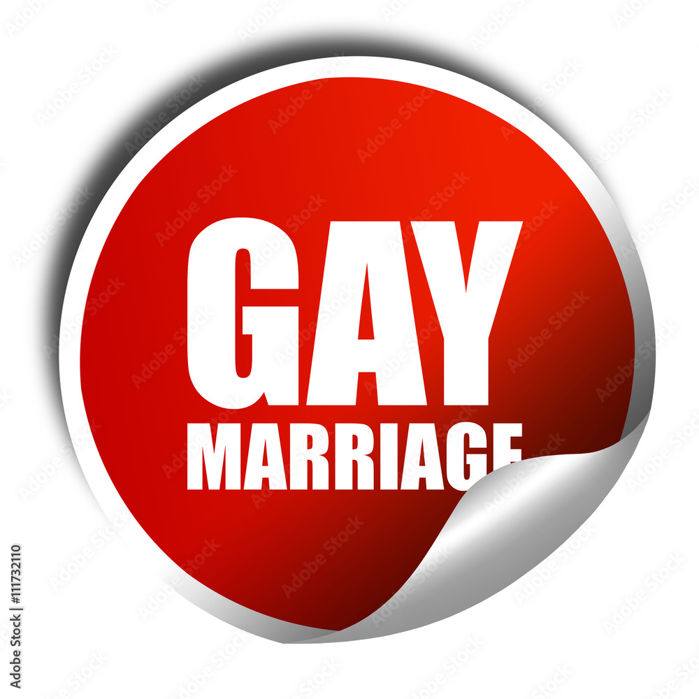 gay marriage, 3D rendering, a red shiny sticker gay marriage, 3D rendering, a red shiny sticker