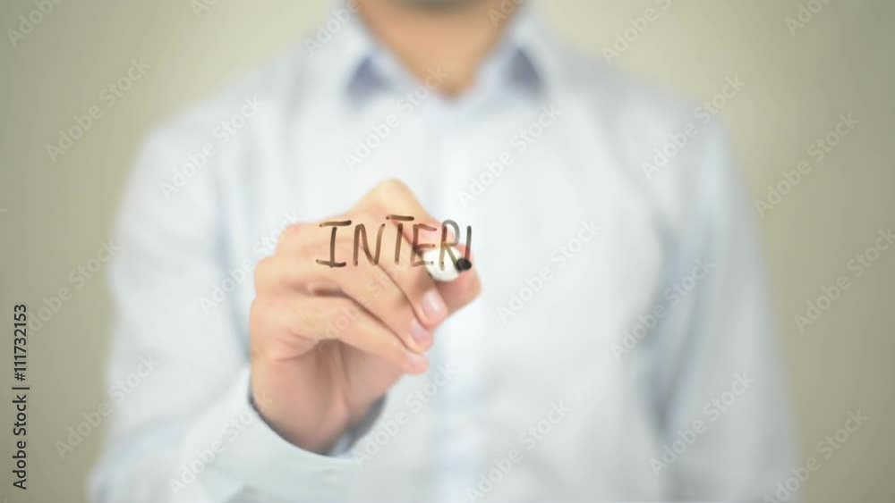 Internet , Man writing on transparent screen