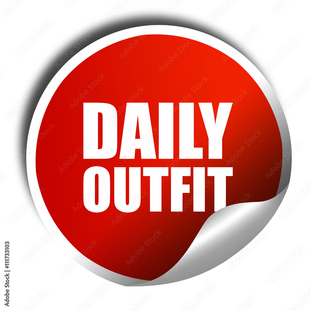 daily outfit, 3D rendering, a red shiny sticker daily outfit, 3D rendering, a red shiny sticker