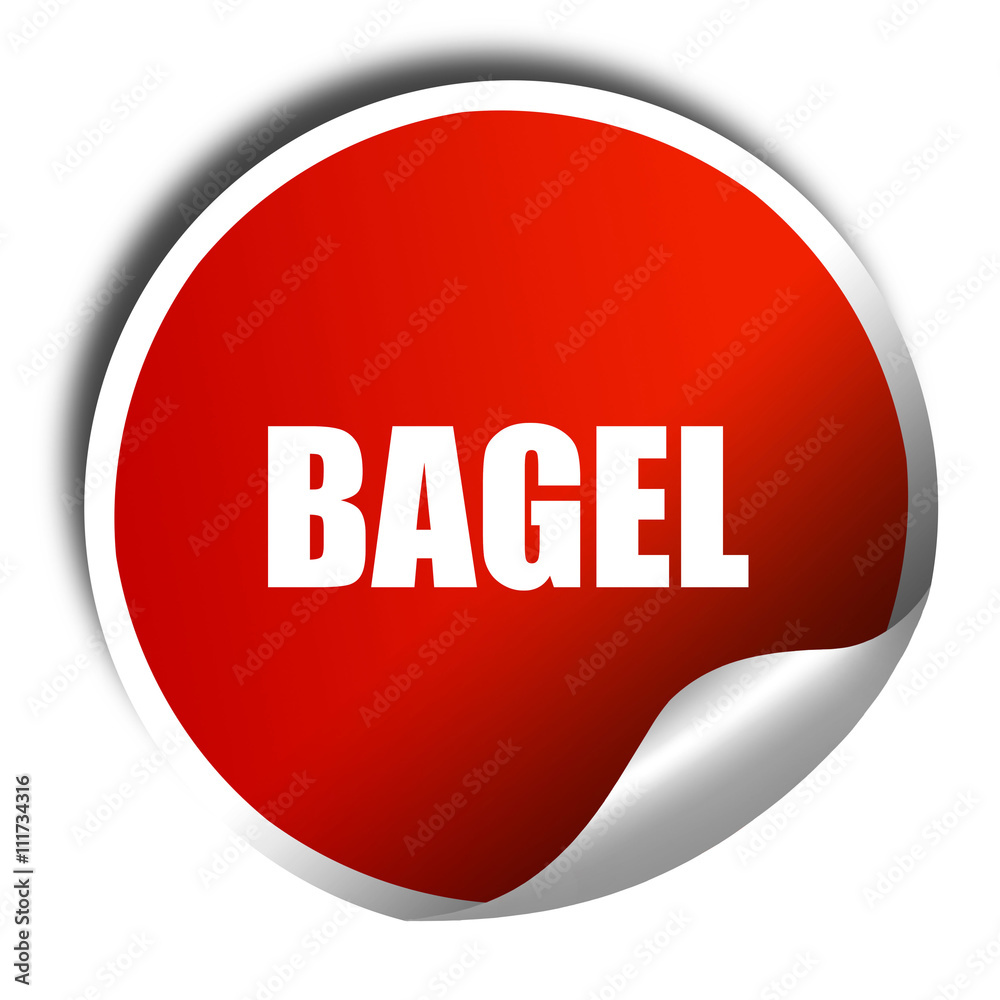 bagel, 3D rendering, a red shiny sticker bagel, 3D rendering, a red shiny sticker