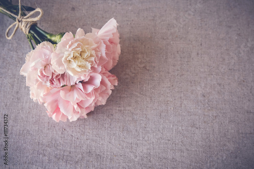 Pink carnation flowers bouquet copy space background