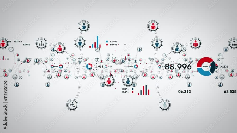 People and Data White - Networks of people online with graphs, data and connection diagrams. All clips loop seamlessly. Available in multiple colors. 