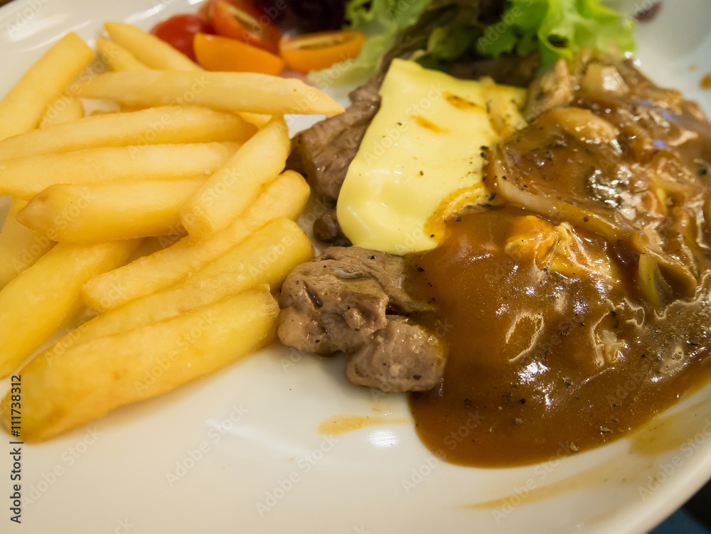 Grilled beef steak with cheese Grilled beef steak with cheese
