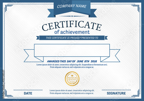 certificate template vector illustration design, blue  modern certificate