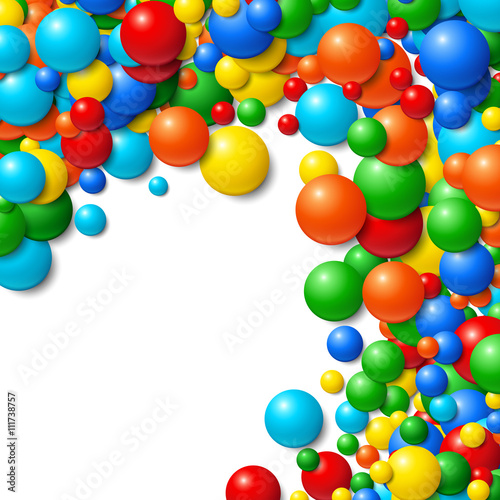 Background frame with scattered messy glowing rubber balls