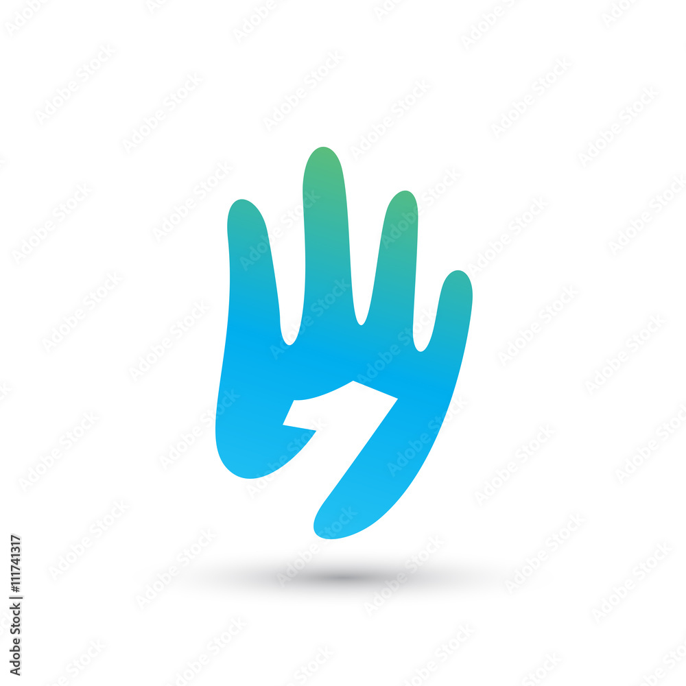 Abstract Number One Hand Logo Abstract Number One Hand Logo