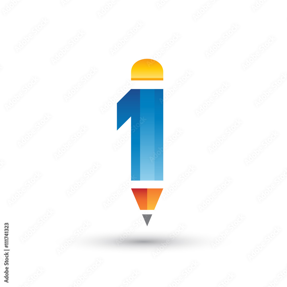Abstract Number One Pencil Art Logo Stock Vector | Adobe Stock