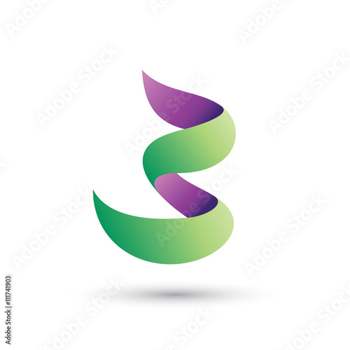 Abstract Number Three or Letter B Logo