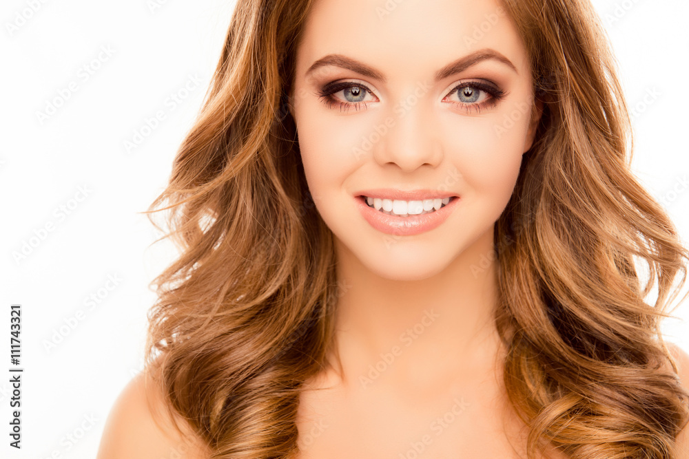Portrait of young cheerful smiling woman with sensitive skin Portrait of young cheerful smiling woman with sensitive skin