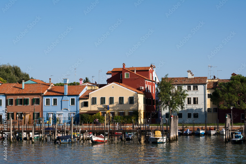 docks of colorful Burano , Italy