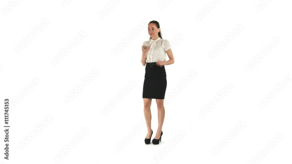 model isolated on white taking a selfie model isolated on white taking a selfie