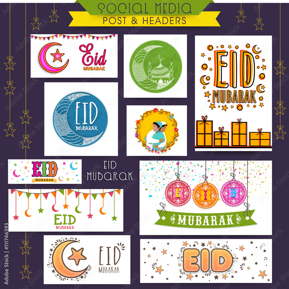 Social Media Post and Header for Eid celebration.