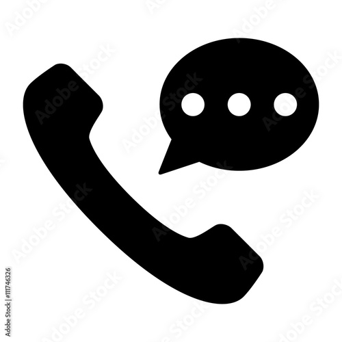 Phone conversation with vintage land line telephone flat icon for apps and websites