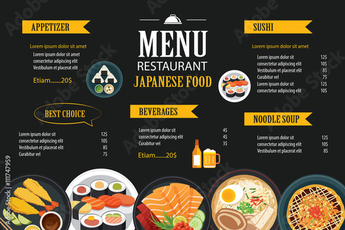 japanese food menu restaurant brochure design template