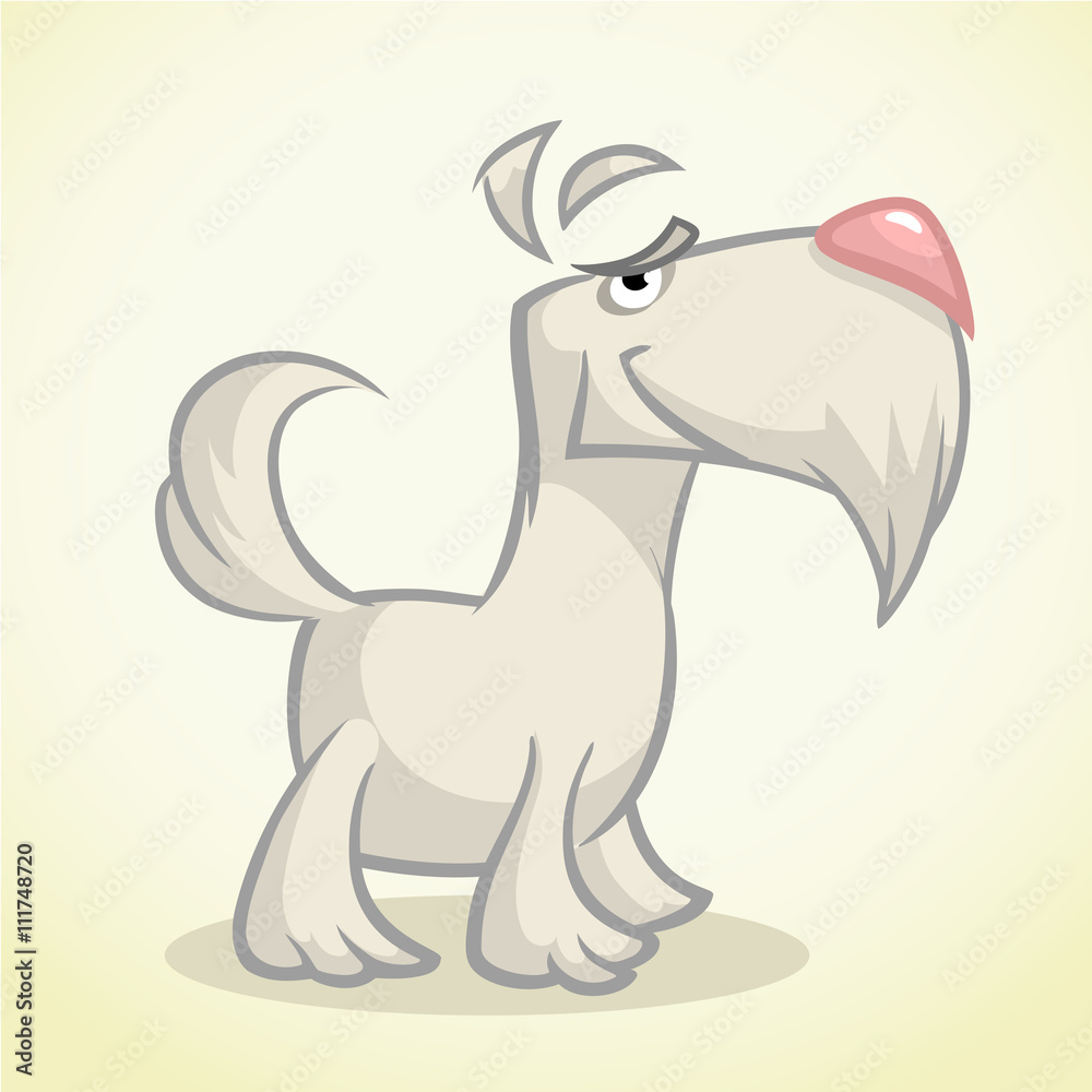 Fototapeta premium Cute cartoon white scottish terrier. Vector white Scottie dog
