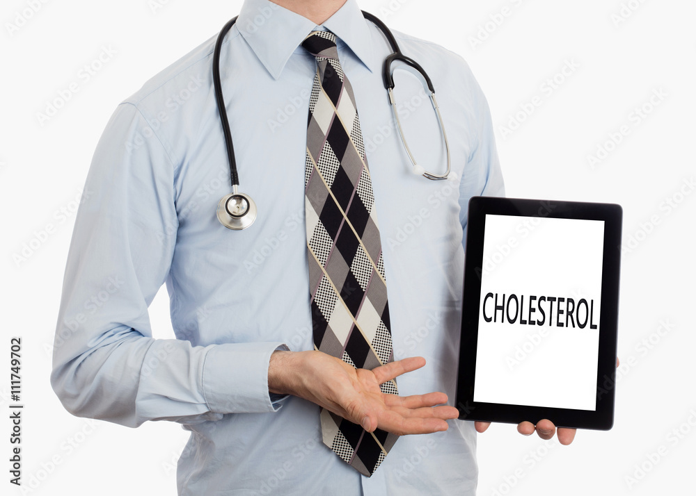 Doctor holding tablet - Cholesterol