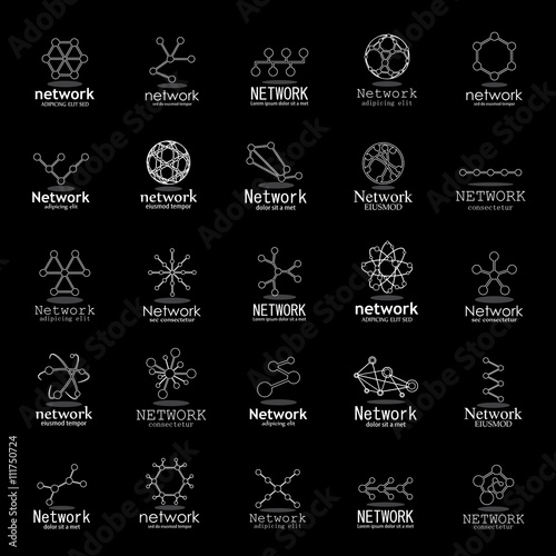 Network Icons Set - Isolated On Black Background - Vector Illustration, Graphic Design