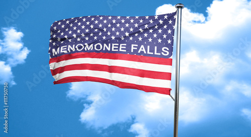 menomonee falls, 3D rendering, city flag with stars and stripes photo
