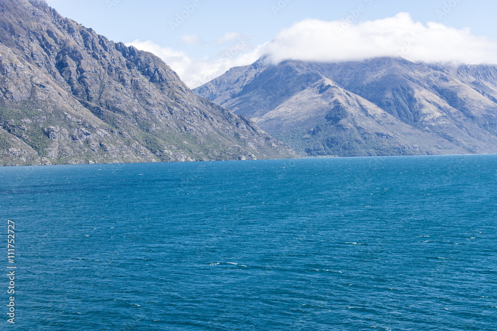 sea and mountain in New Zealand