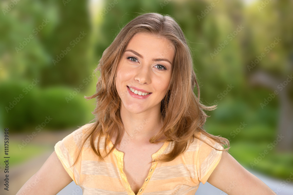 portrait of attractive caucasian smiling woman portrait of attractive caucasian smiling woman