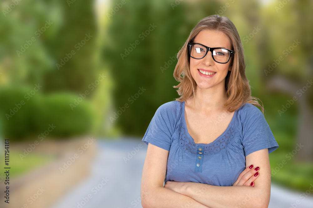 portrait of attractive caucasian smiling woman