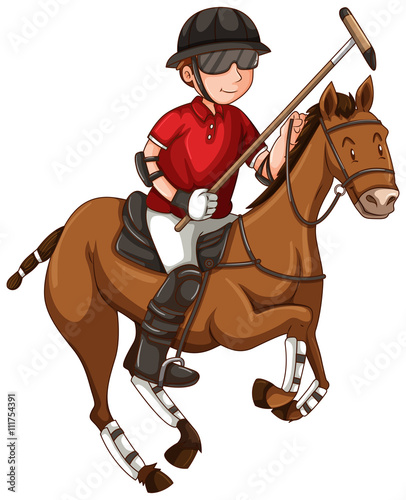 Man on horse playing polo