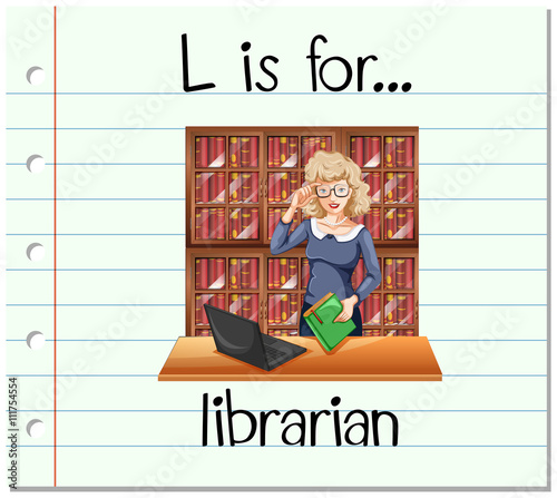 Flashcard letter L is for librarian