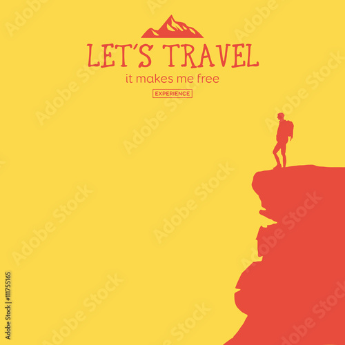 Web vector illustration on the theme of Climbing, Trekking, Hiking, Walking. Downshifting.