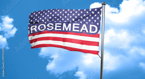 rosemead  3D rendering  city flag with stars and stripes