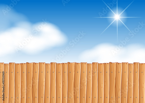 Scene with wooden fence at daytime