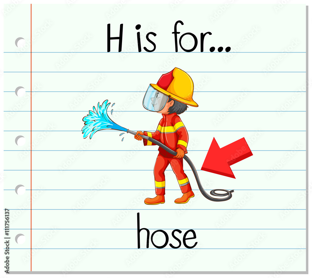 Flashcard letter H is for hose