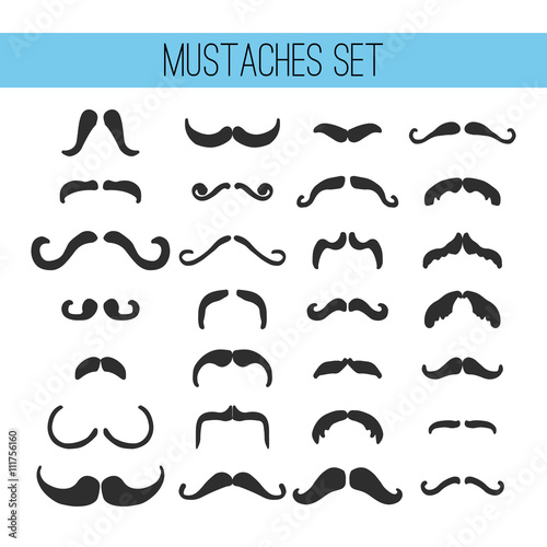 Set of mustache isolated on the white background. Elements for Father s Day greeting card.