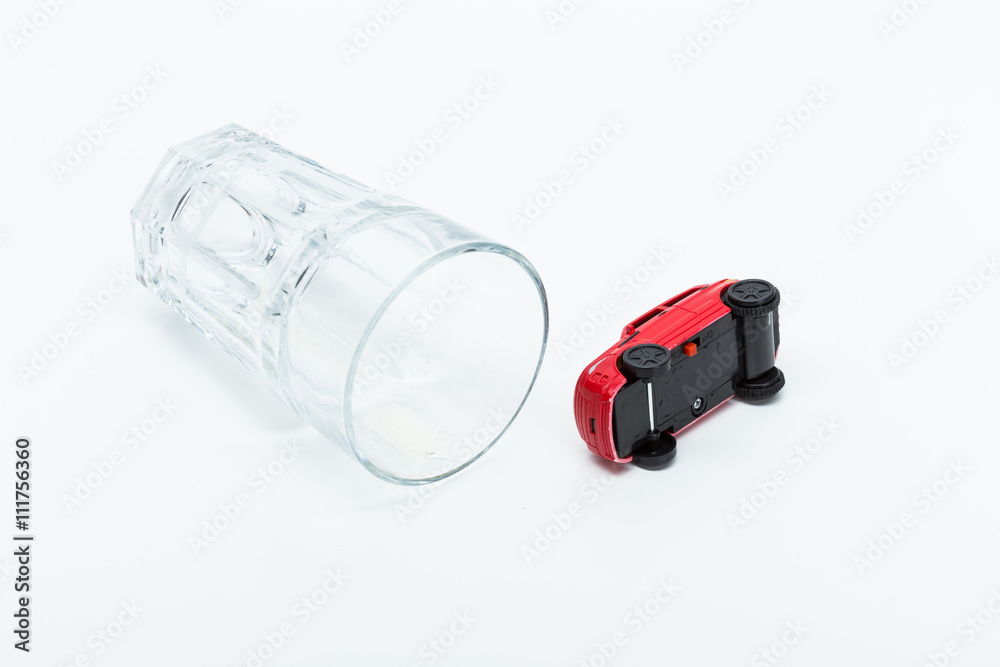 Image of a drunk driving accident inside a small glass Image of a drunk driving accident inside a small glass