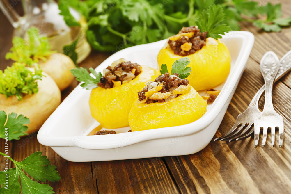 Turnip stuffed with minced meat Turnip stuffed with minced meat