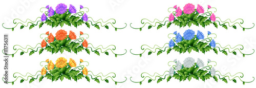 Decoration design with leaves and flowers