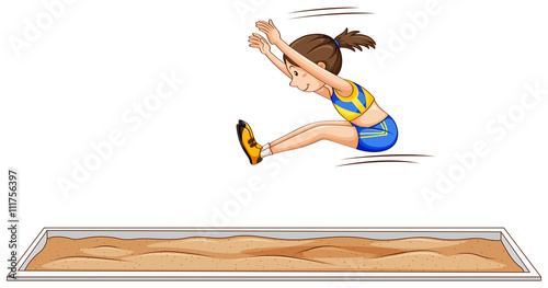 Woman athlete doing long jump photo