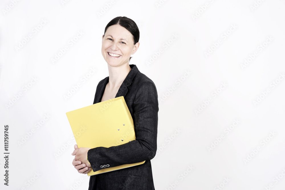 Nice business woman in the office with copy space waiting the new colleagues Nice business woman in the office with copy space waiting the new colleagues