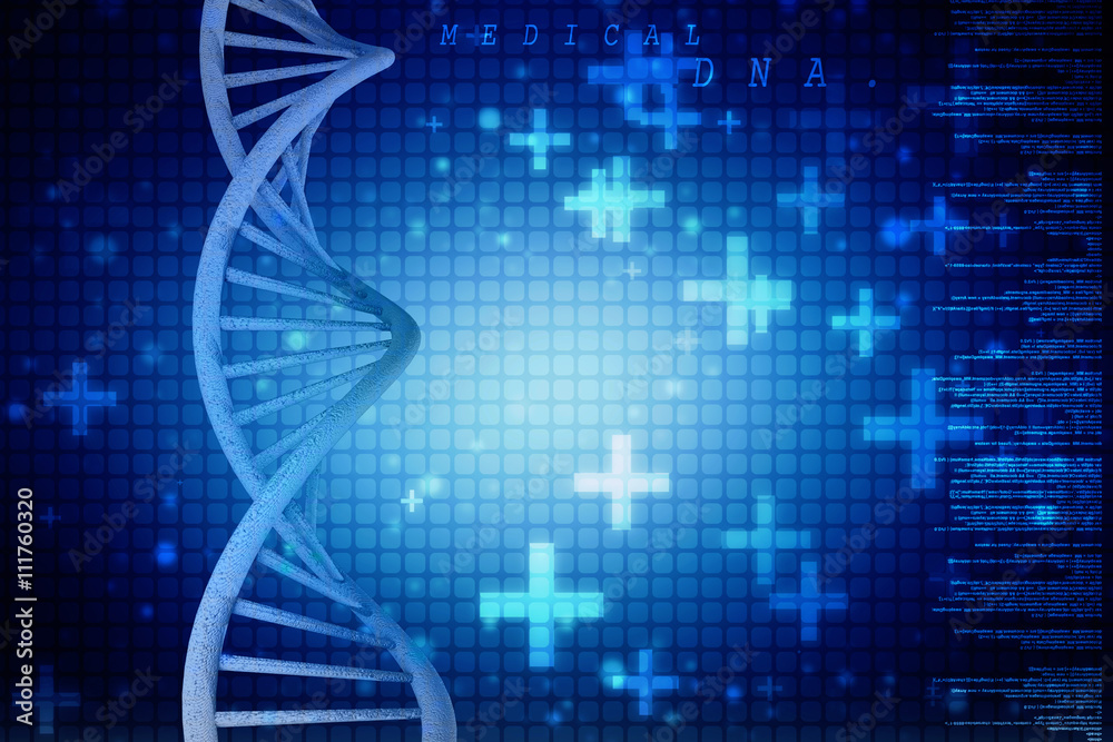Naklejka premium Digital illustration DNA structure in colour background