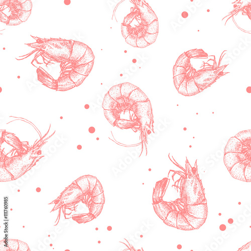 Hand drawn shrimp pattern