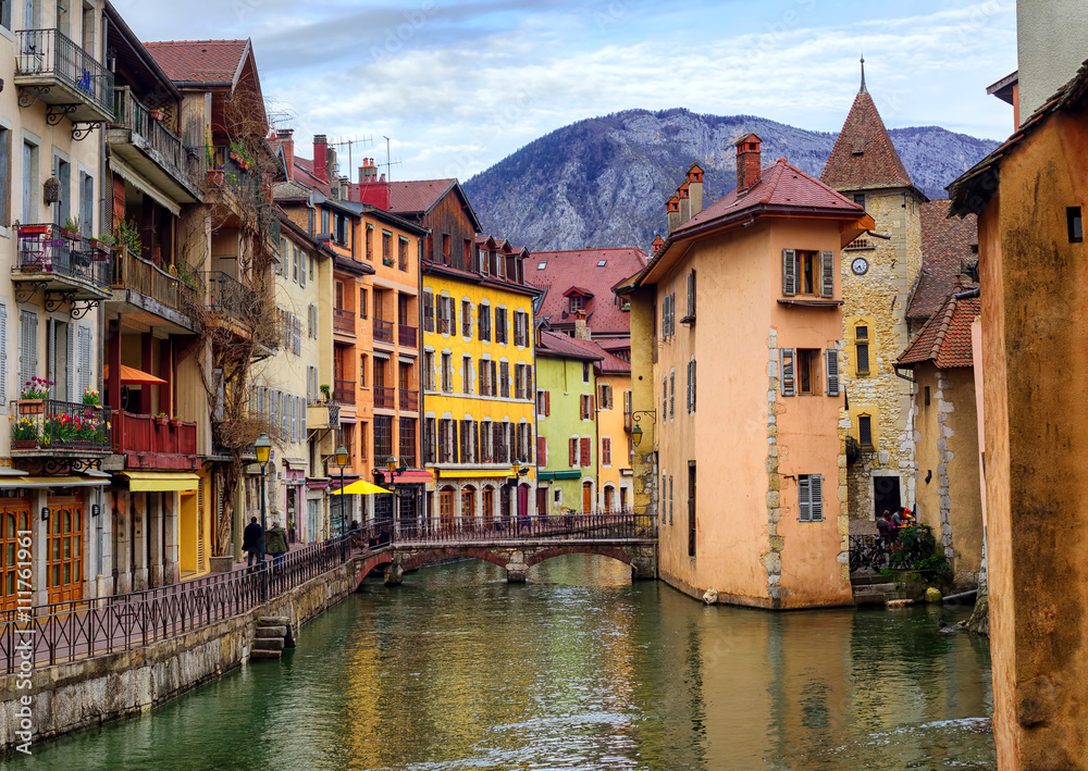 Medieval old town and Thiou river, Annecy, Savoy, France