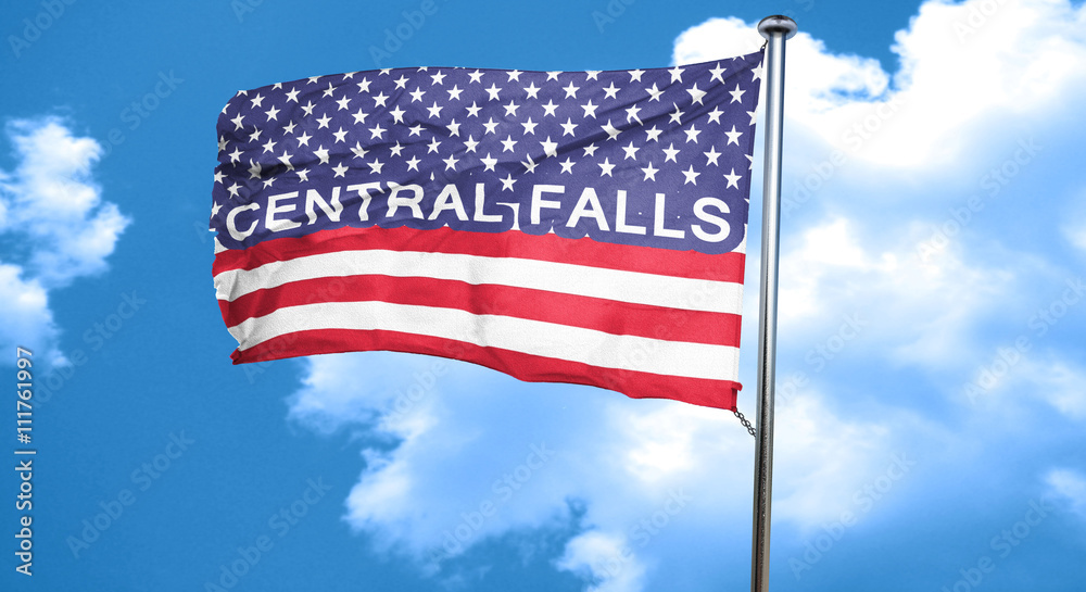 Obraz premium central falls, 3D rendering, city flag with stars and stripes