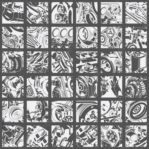 gears and mechanisms vector set