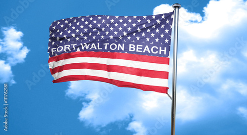 fort walton beach, 3D rendering, city flag with stars and stripe photo
