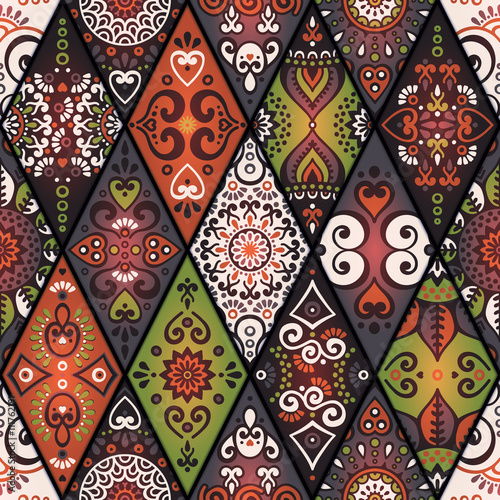 Ethnic floral seamless pattern